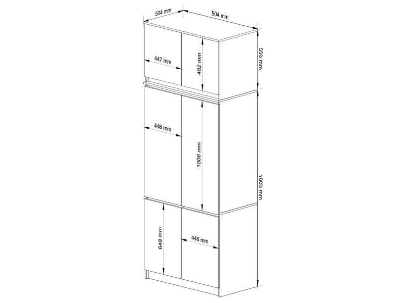  Armoire avec surmeuble s90 chêne artisan 90 cm 6 portes façade chêne artisan 6 étagères 90x51x235 cm  - Conforama C
