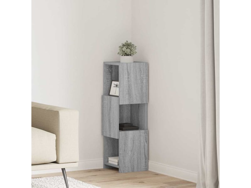  Meuble d'angle, meuble de rangement salon 25,5x25x80cm bois d'ingénierie gris sonoma  - Conforama B