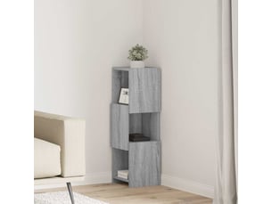 Meuble d'angle, meuble de rangement salon 25,5x25x80cm bois d'ingénierie gris sonoma