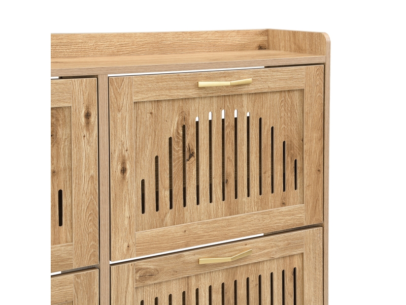  Meuble à chaussures 4 portes avec rangement pour entrée en mdf 108,5×24×100 cm bois naturel  - Conforama D