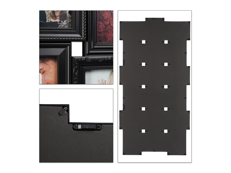  Cadre photos pêle-mêle design moderne pour 18 photos 104 x 54 x 2,5 cm en plastique blanc 13_0006879  - Conforama C