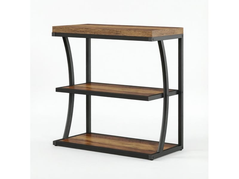  Table d’appoint 60x30x61 cm – noir et marron – 3 niveaux de rangement ouvert pour salon ou chambre  - Conforama A