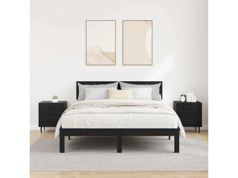  Table de chevet - cabinet de chevet - table de nuit 2 pc chêne noir 40 x 35 x 47,5 cm  - Conforama C