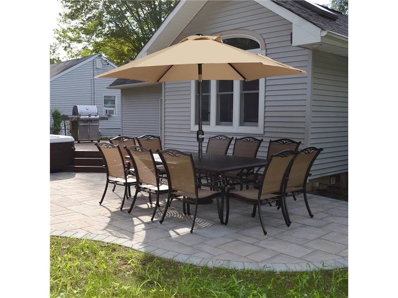Parasol de jardin extérieur parasol inclinable à 6 baleines parasol balcon avec manivelle protection solaire de 240 cm de haut pour terrasse jardin patio plage piscine balcon brun clair  - Conforama W