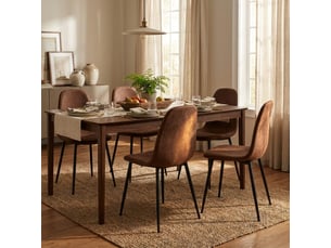 Lot de 4 chaises rembourrées en similicuir pour salon aurelia - marron