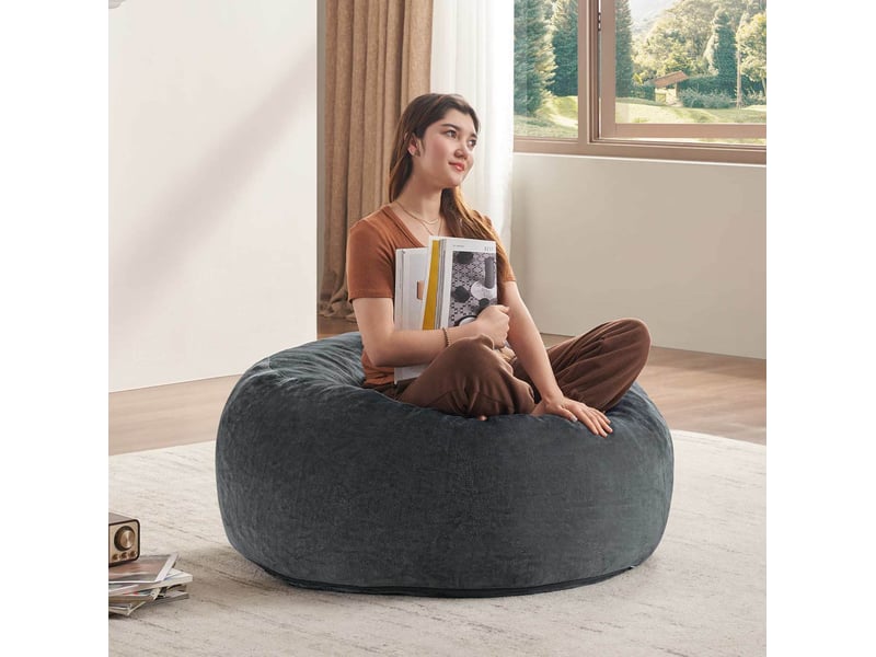  Pouf poire modenvie pliable gris foncé 90 x 90 x 50 cm  - Conforama B
