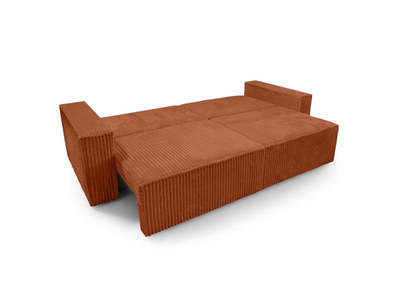  Farah - canapé droit 3 places convertible en velours cotelé épais  - Conforama C