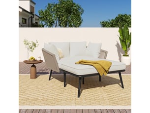 Canapé de jardin,130x65x67 cm,2 places,polyester,beige et cordage khaki