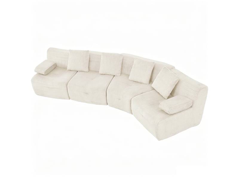 Canapé modulaire tcqpz 4 places 311 x 90 x 65 cm en velours côtelé beige clair - Conforama A