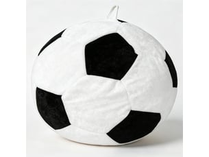 Fauteuil pouf géant en forme de ballon de football 130x90 cm flanelle, surpiqûres multicolores, mousse,coloris blanc+noir