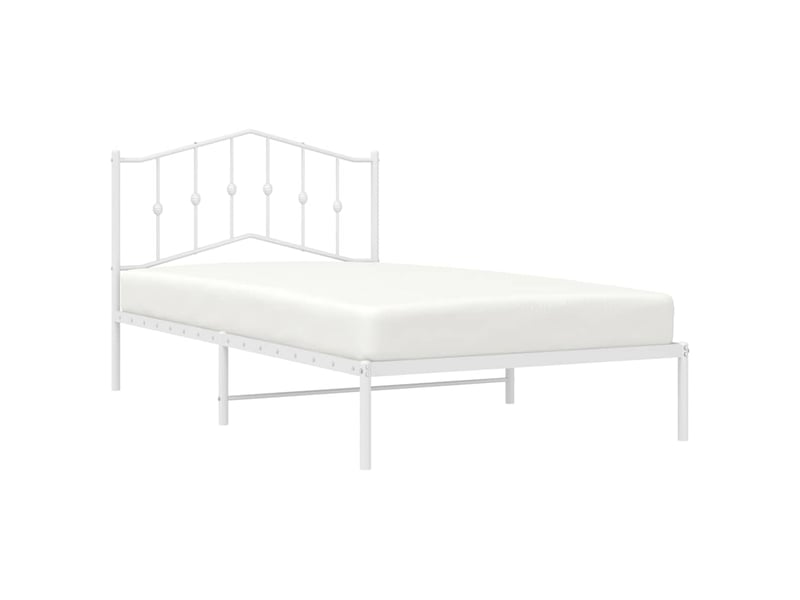  Lit simple- lit adulte -  cadre de lit métal sans matelas et tête de lit blanc 100x200 cm  - Conforama C