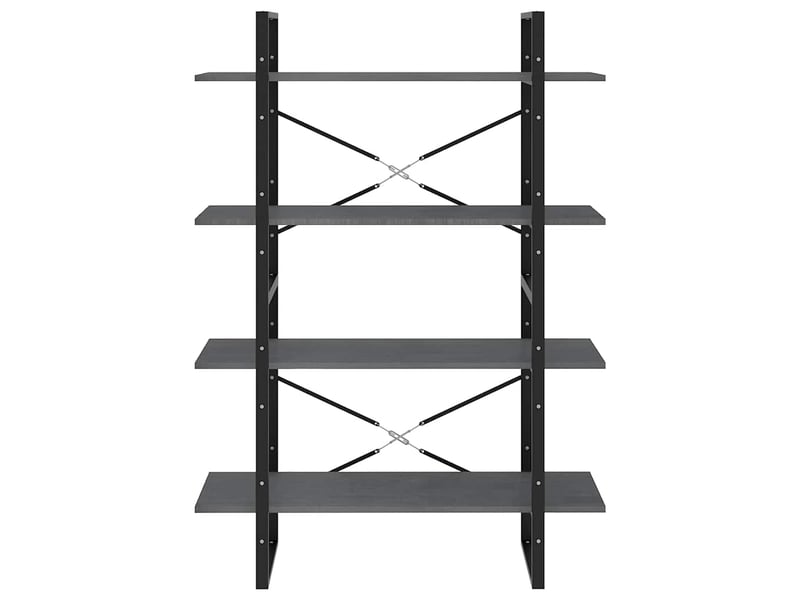  Bibliothèque à 4 niveaux, armoire à livres gris 100x30x140 cm bois de pin massif  - Conforama E