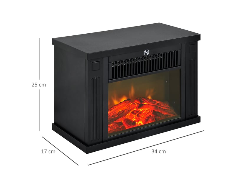  Cheminée électrique à effet de flamme poêle style contemporain thermostat 600-1200 w noir  - Conforama C