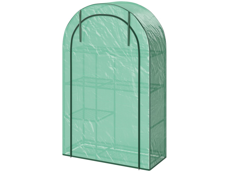 Serre murale à 4 niveaux avec porte à charnières, acier et pe, 100 x 45 x 160 cm, verte - Conforama B