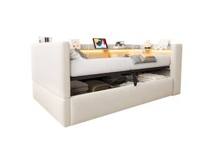 Lit banquette 90x190 cm    coloris beige