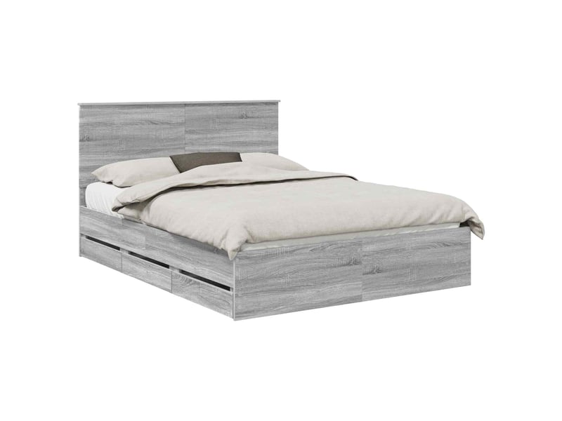  Lit double- lit adulte -  cadre de lit gris sonoma 150 x 200 cm bois ingénierie  - Conforama A