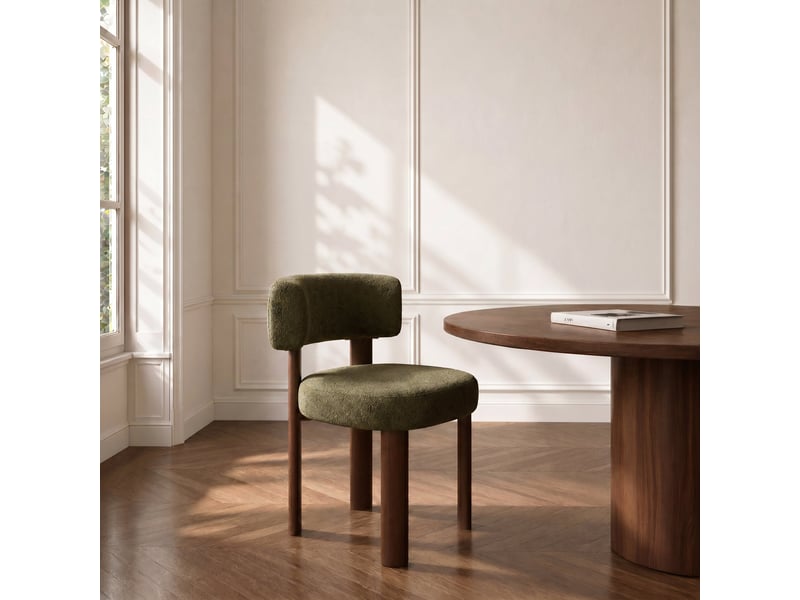  Lot de 2 chaises en tissu bouclette kaki rich SC47TBK - Conforama B