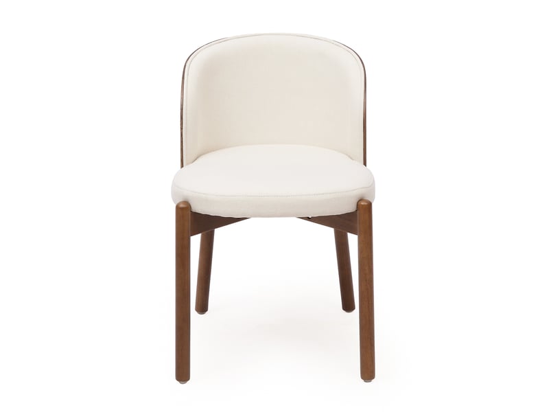  Lot de 4 chaises de salle à manger en bois et tissu en lin, coloris noyer, moderne  - Conforama A