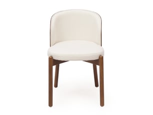 Lot de 4 chaises de salle à manger en bois et tissu en lin, coloris noyer, moderne