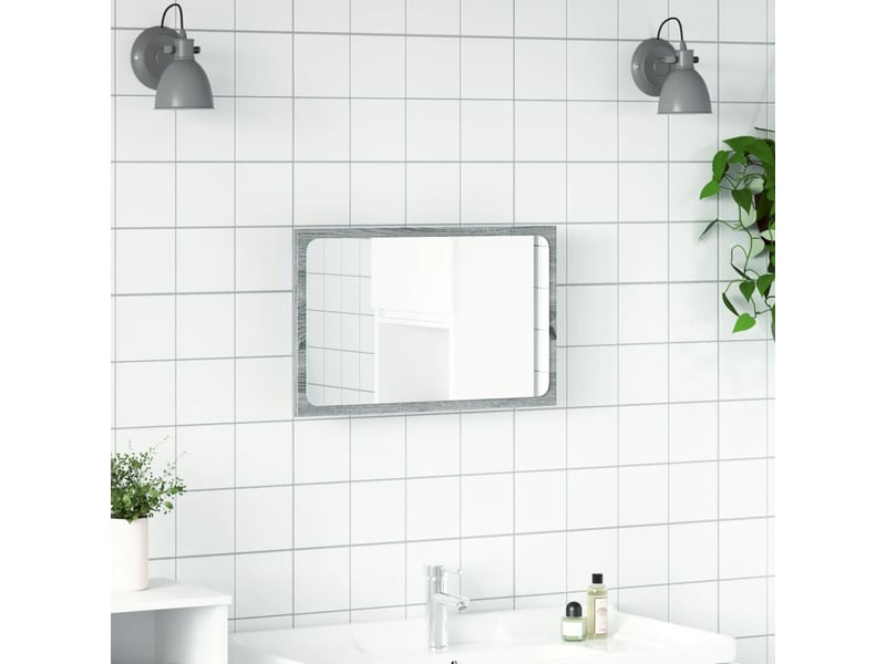  Miroir de salle de bain, miroir de toilette à led sonoma gris bois d'ingénierie cf62520  - Conforama D