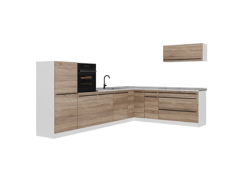 Vicco cuisine en angle, sonomablanc, 327 x cm plan de travail marbre - Conforama A