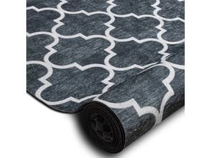 Tapis de couloir antidérapant lotus clover 60924 trèfle, mélange noir lavable 80 cm 80x470 cm