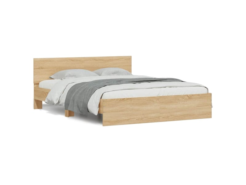  Lit double- lit adulte -  cadre de lit avec led sans matelas chêne sonoma 150x200 cm  - Conforama D