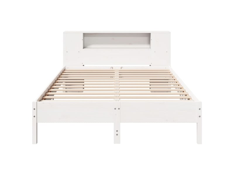  Lit double- lit adulte -  lit bibliothèque sans matelas blanc 150x200 cm bois pin massif  - Conforama C