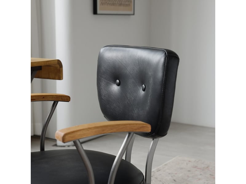  Fauteuil de bureau pivotant à roulettes en cuir noir 63 x 51 x 82 cm W5978P510297 - Conforama E