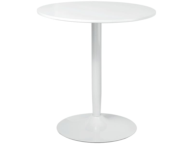 Table à manger ronde 70x80, plateau laqué brillant table cuisine, design moderne élégant, structure métal robuste - Conforama A