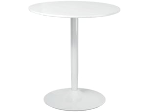 Table à manger ronde 70x80, plateau laqué brillant table cuisine, design moderne élégant, structure métal robuste