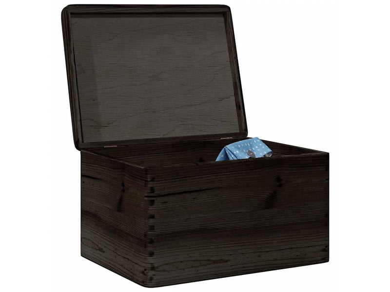 Boîte de rangement, coffre de rangement avec couvercle noir 40x30x23cm bois de pin massif - Conforama B