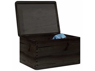 Boîte de rangement, coffre de rangement avec couvercle noir 40x30x23cm bois de pin massif