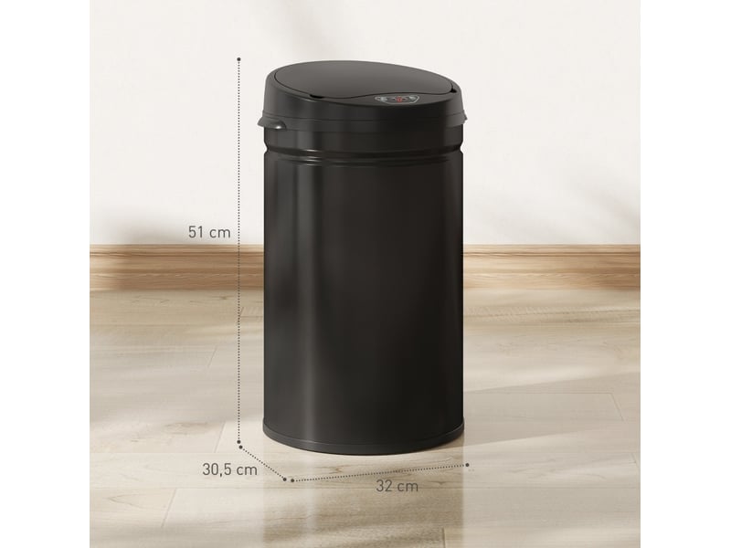  Poubelle à capteur 30 l 32 x 30,5 x 51 cm – noire – ouverture sans contact et fermeture douce  - Conforama C