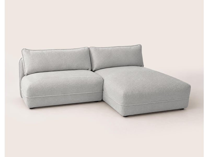 Lucien - canapé d'angle droit 4 places ouvert en tissu bouclette -  - gris clair LUCIEN - Conforama D