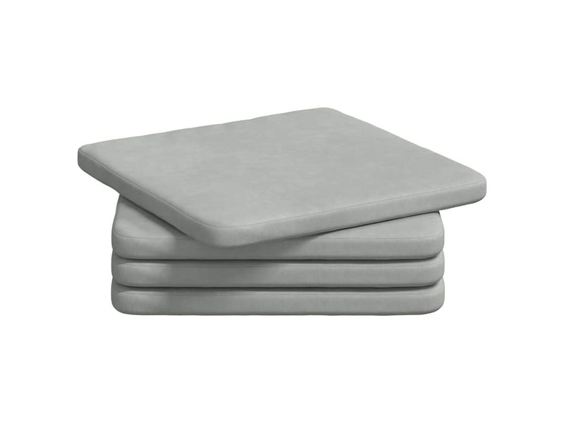 Lot de 4 coussins de siège, coussins décoratifs velours gris clair 40 x 40 x 3 cm cf60037 - Conforama A