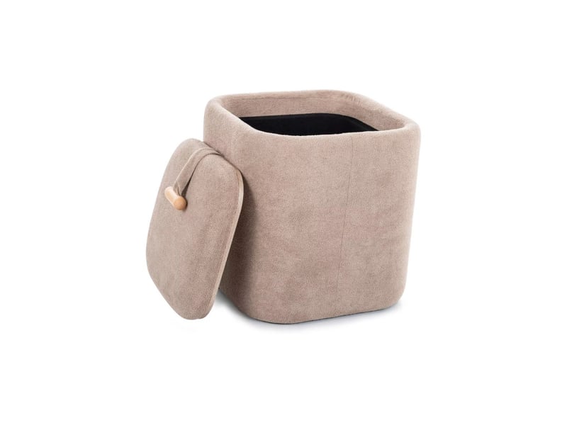  Pouf avec rangement en tissu - gamme nap - taupe  - Conforama D