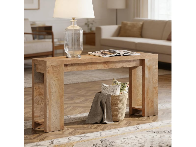  Table console 160x29,5x85 cm rustique panneau de particules marron  - Conforama C
