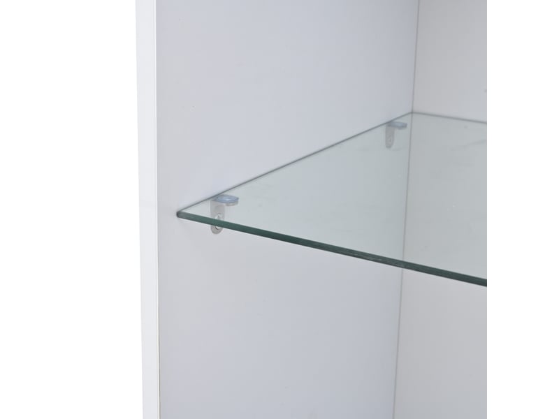  Vitrine haute 60x40x180 cm led façade brillante panneau de particules blanc  - Conforama D