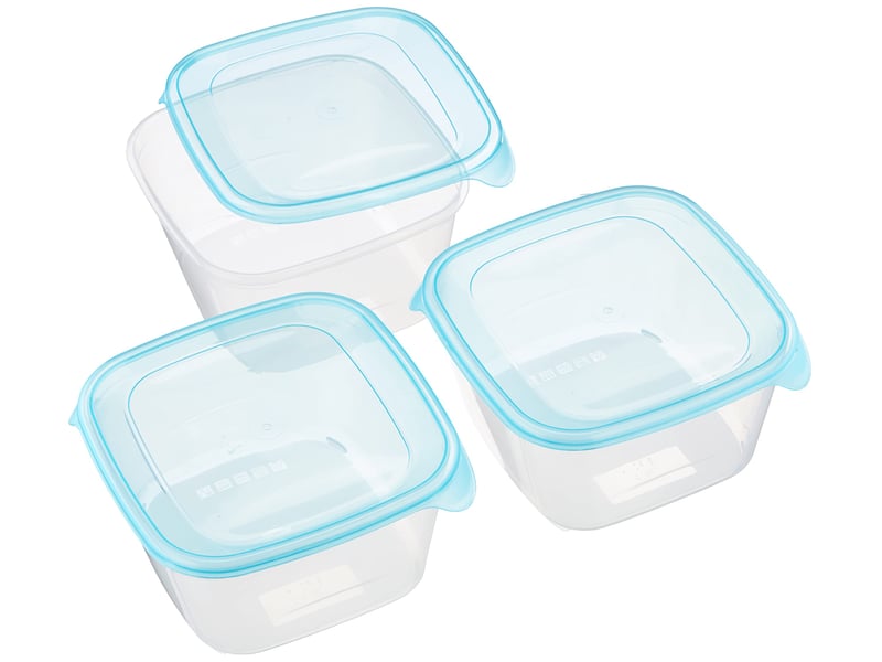  Curver lot de 3 boîtes fresh'n go (3x1.2l) - boîte de conservation alimentaire transparente- adaptée au micro-ondes, lave-vaisselle, congélateur - 15,5x15,5x12 cm - bleu  - Conforama D