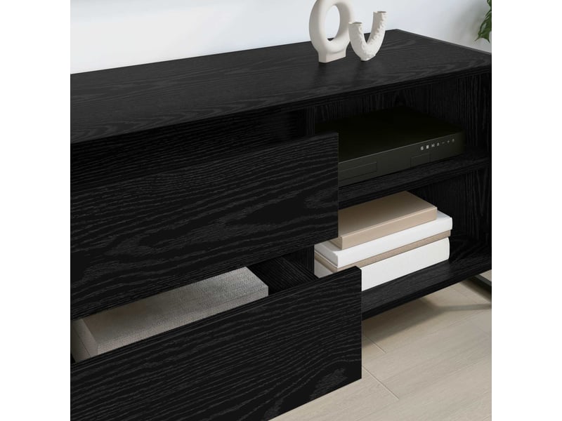  Meuble tv - banc tv - meuble de rangement 100 x 36 x 49,5 cm chêne noir bois d'ingénierie  - Conforama D