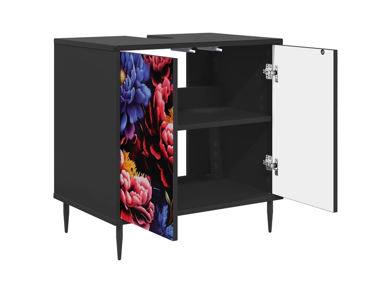  Armoire de salle de bain, meuble de rangement kiel chêne noir 60x40x61 cm  - Conforama E