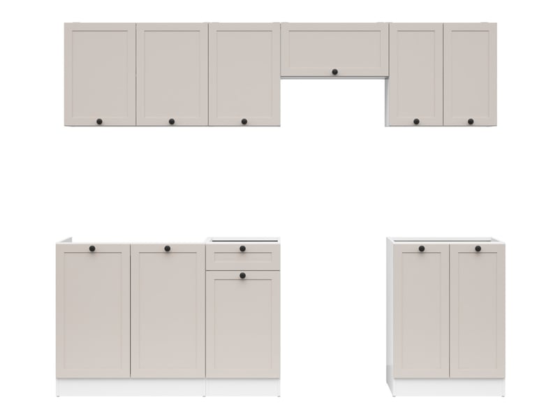  Cuisine complète 240 cm,ensemble de meuble de cuisine coloris blancuni cachemire, plan de travail non inclus  - Conforama C
