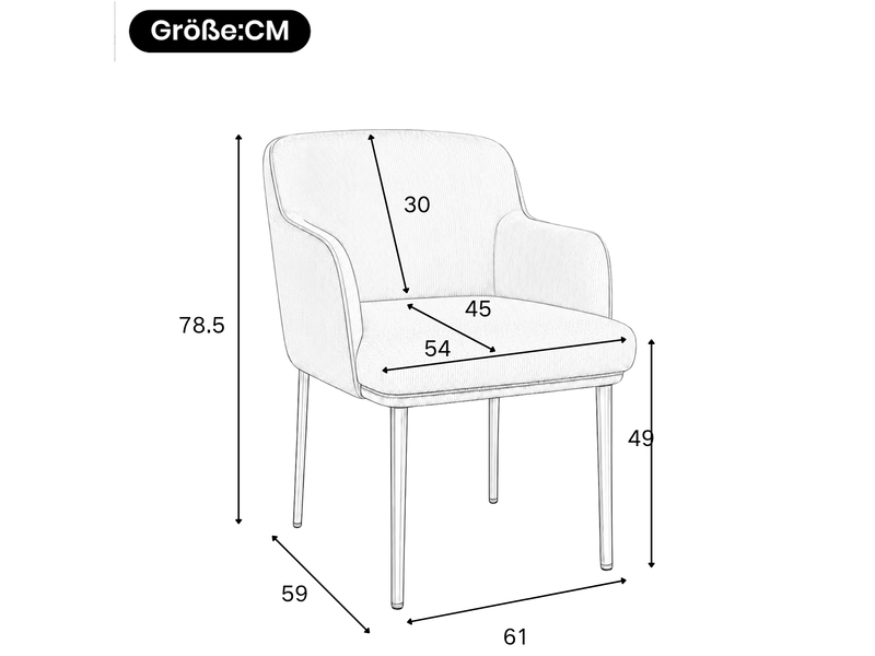  Lot de 6 chaises de salle à manger vertes avec accoudoirs, dossier ergonomique, pieds métal doré, patins réglables, charge 125 kg, modernes  - Conforama E