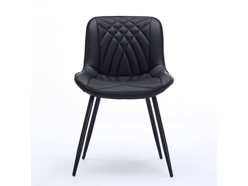  Lot de 2 chaises de salle à manger - 50x47x77cm - chaises capitonnées en tissu rembourré pieds métal noir - noir  - Conforama A
