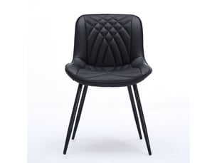 Lot de 2 chaises de salle à manger - 50x47x77cm - chaises capitonnées en tissu rembourré pieds métal noir - noir