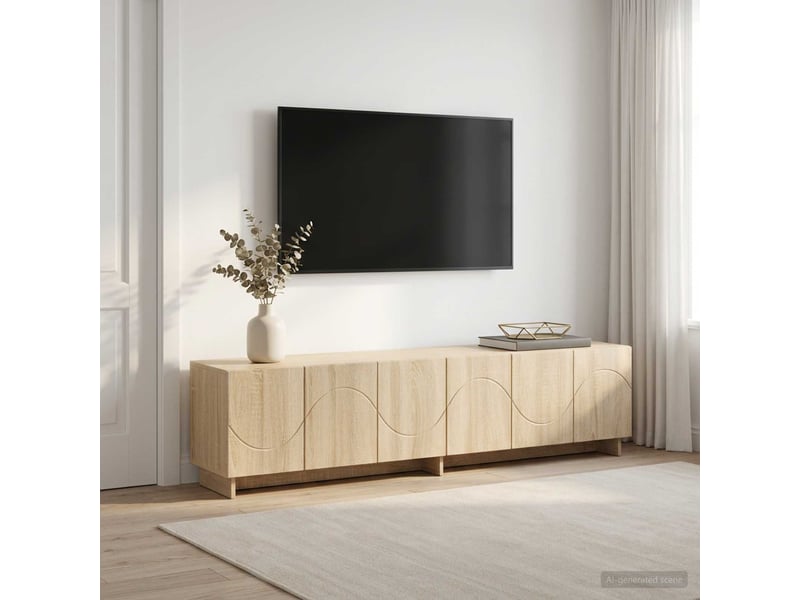  Meuble tv, banc tv 180x34,5x40 cm chêne sonoma bois d'ingénierie shl43349  - Conforama B