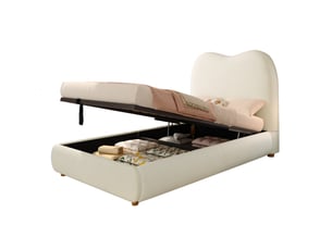 Lit coffre 90x200 cm <strong>OKWISH</strong>  <strong></strong> coloris beige