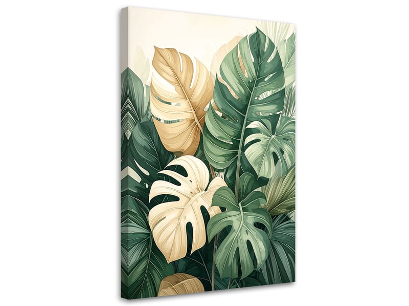  Tableau moderne, feuilles de monstera tropical en vert et beige 40x60 1312612402 - Conforama A