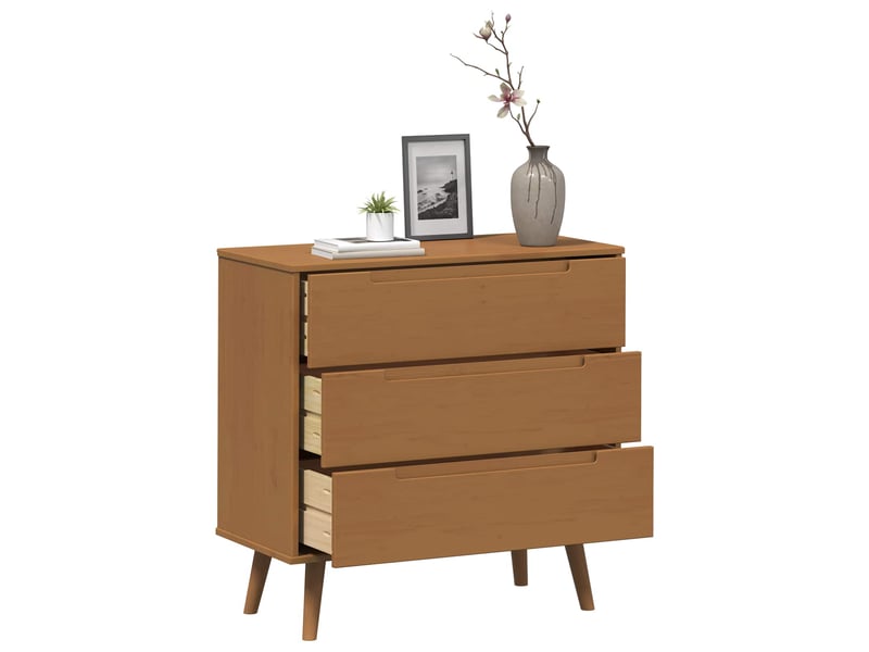  Commode chambre adulte, armoire à tiroirs molde caramel 80x40x80 cm bois de pin massif  - Conforama C
